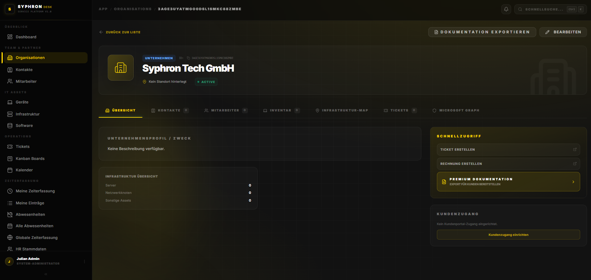 Syphron Desk ITSM Plattform, Asset Management Dashboard